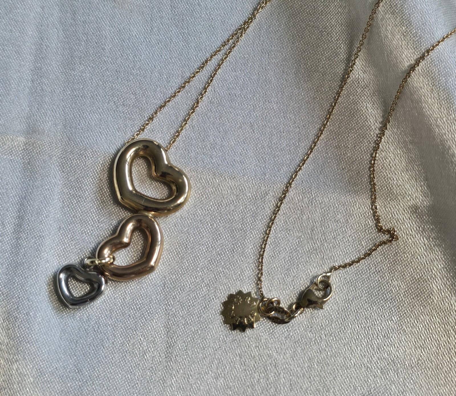 14ct Gold Three-Tone Open Heart Pendant Necklace 16inch/40cm