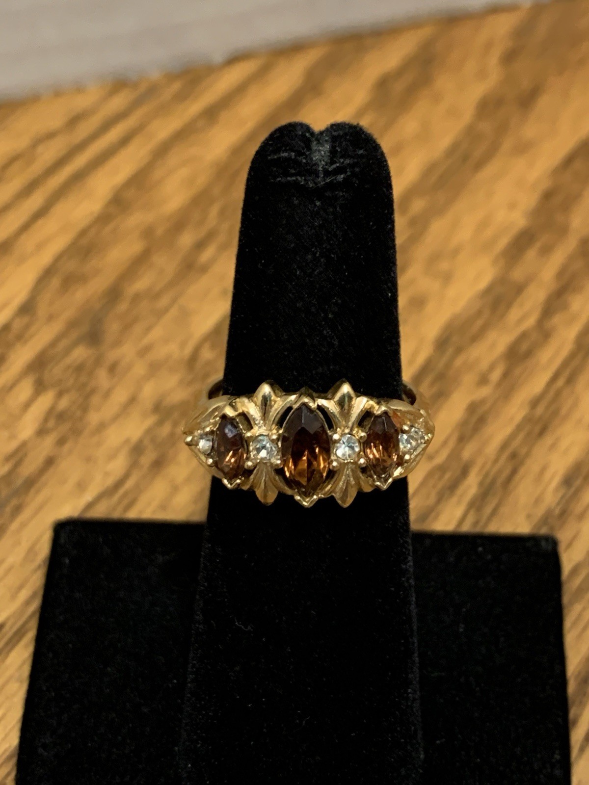 Lovely Avon Vintage Special Occasion Smokey Topaz Ring Size 7 1/2 Adjustable