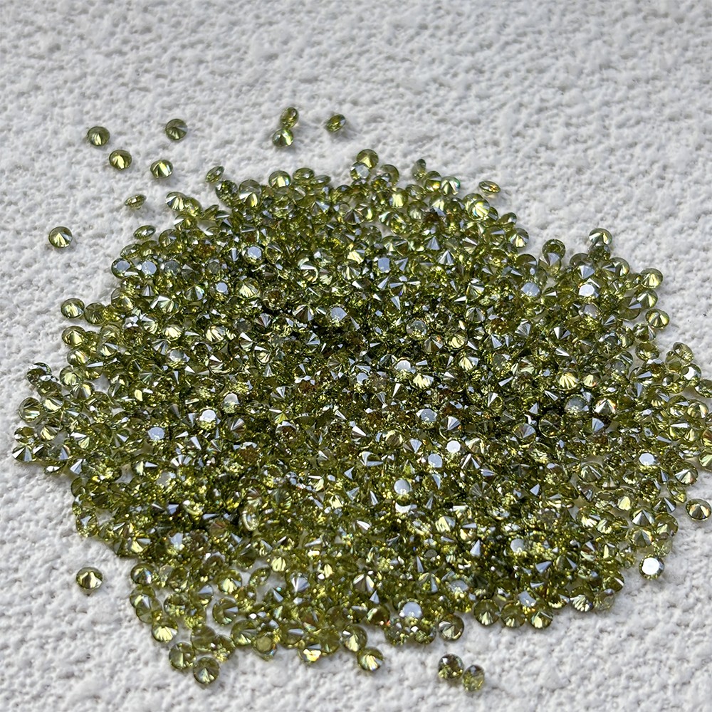 High Quality Loose Zirconia 1000pcs Olive Yellow Round 0.8mm-10mm for Jewelry