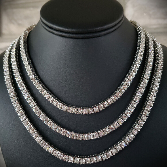 Hip Hop Iced 4.5mm 16″ 18″ 20″ 24″ 1 Row Cubic Zirconia Tennis Chain Necklace