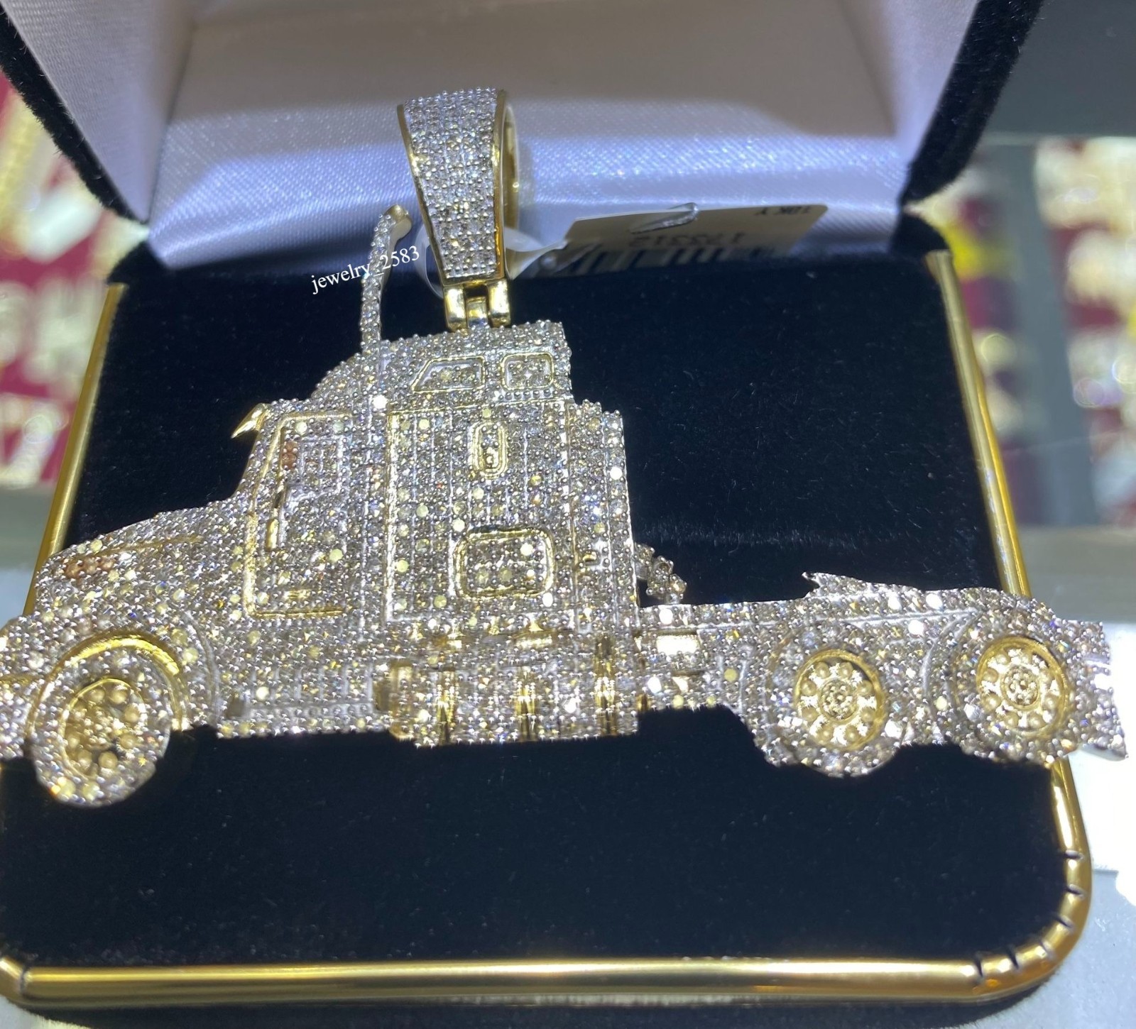 Unique Style Gift 3 Inch Big Rig Truck Real Moissanite Pendant In Real 925Silver