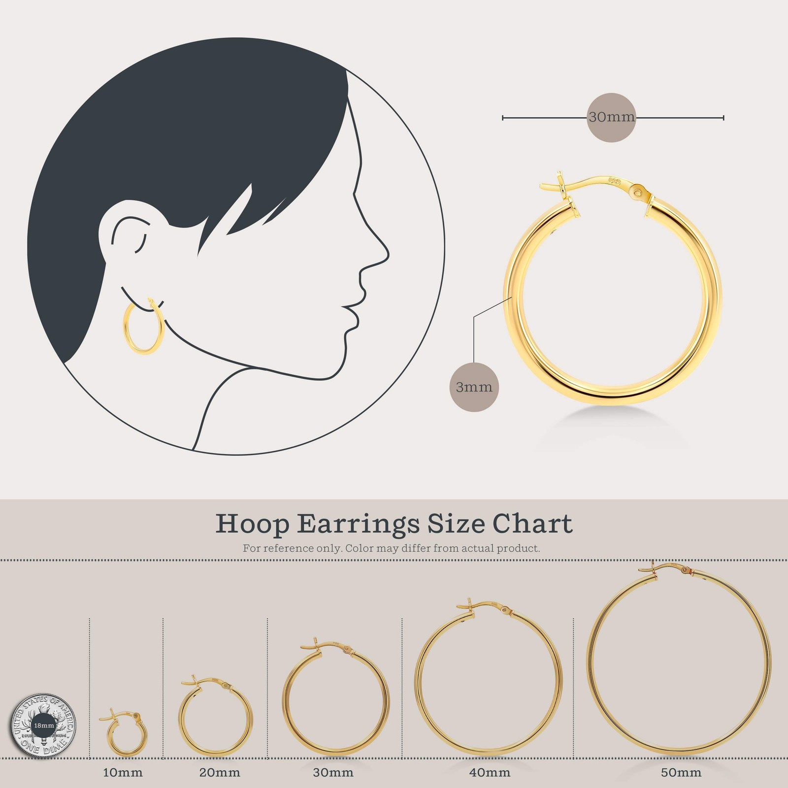 KEZEF 925 Sterling Silver Hoop Earrings For Women High Polished Silver Hoop E…