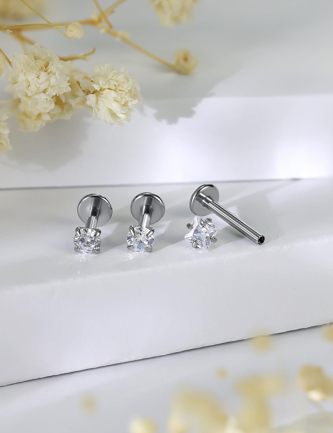 16G Lip Labret Medusa Rings Studs Internally Threaded 316L Surgical Steel Snake
