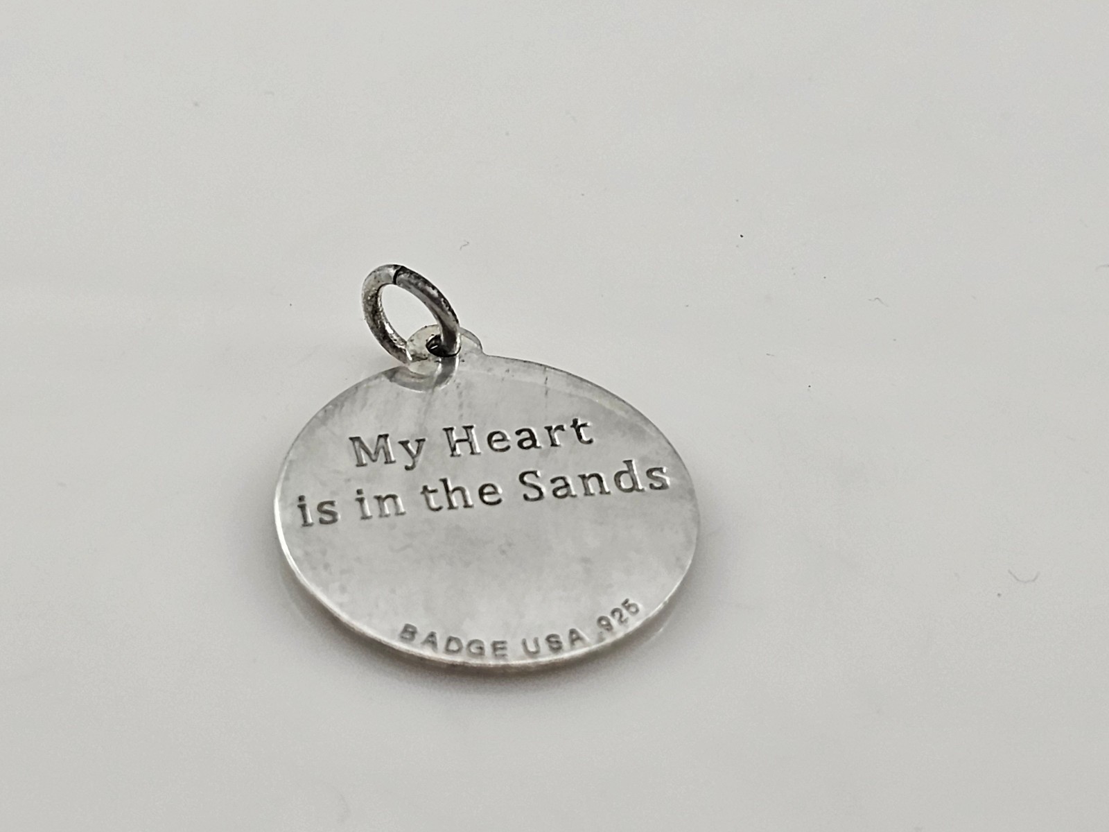 Sand Dollar Light Gold Enamel 925 Sterling Silver Medal Pendant 27mm