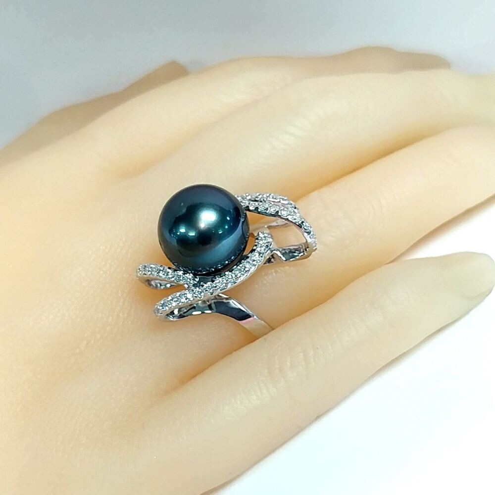 Guaranteed Authentic-Appraisal Inc:14k 13mm Tahitian Pearl .63 Ct Diamond Ring