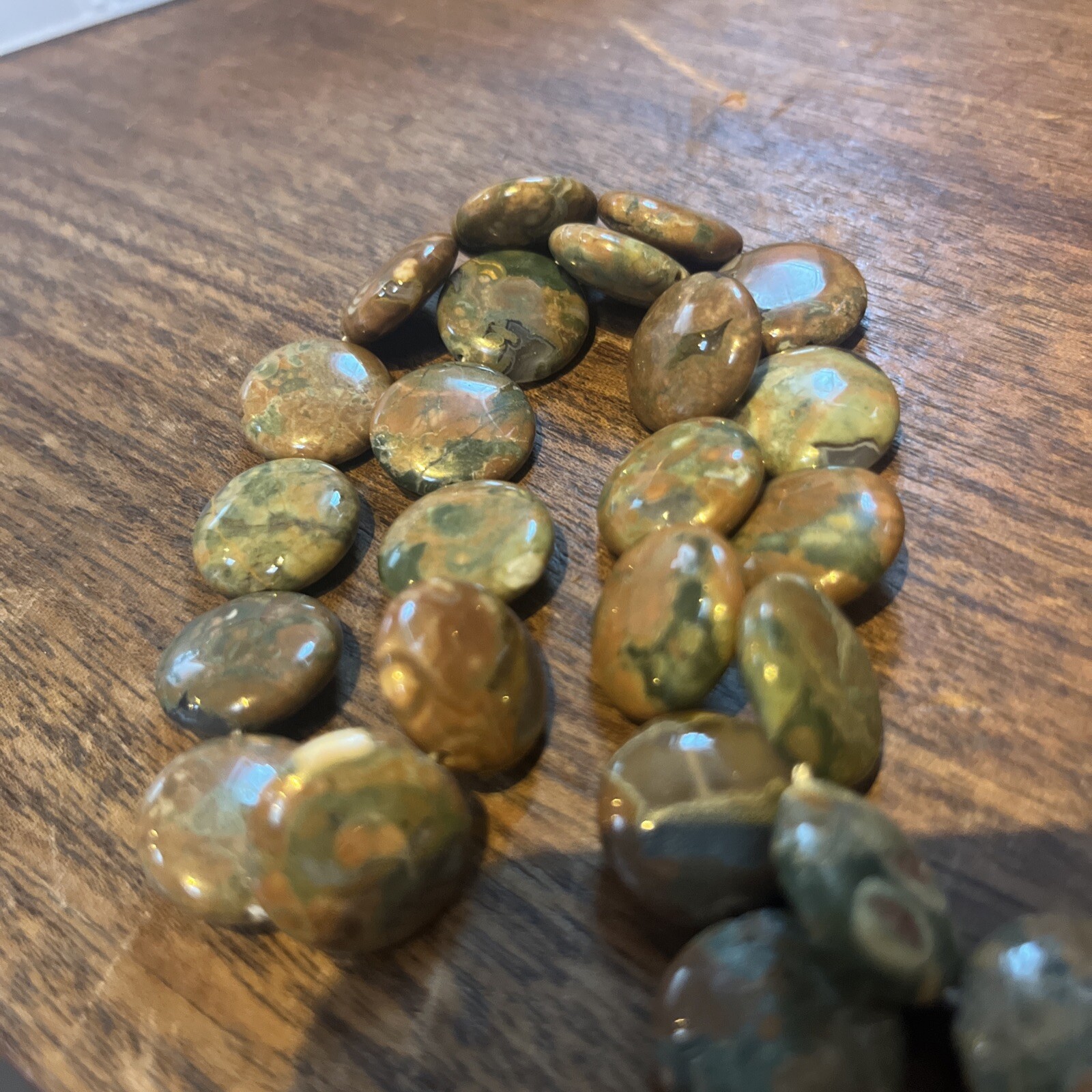 Old Stock Natural Rainforest Jasper 16mm Round Coin Gemstone Beads 15 In