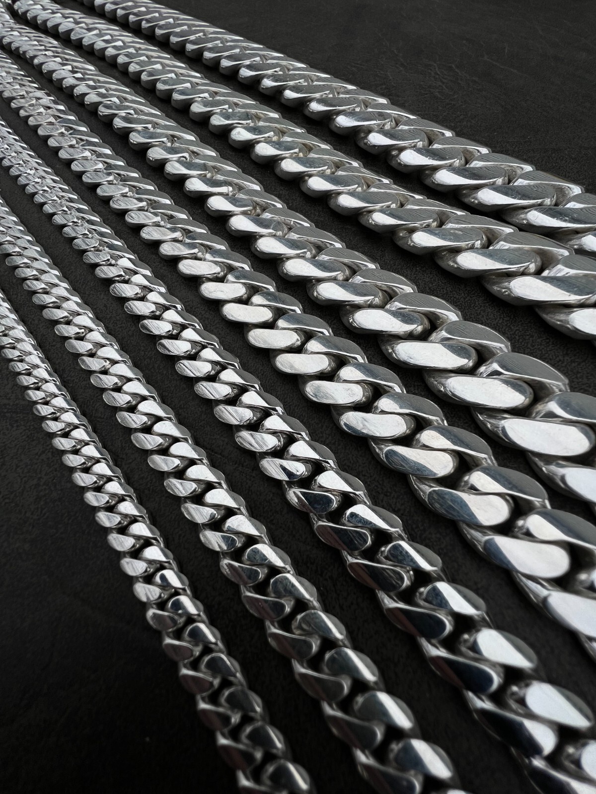Real Handmade Tight Link Miami Cuban Chain Bracelet Or Necklace In 999 Silver