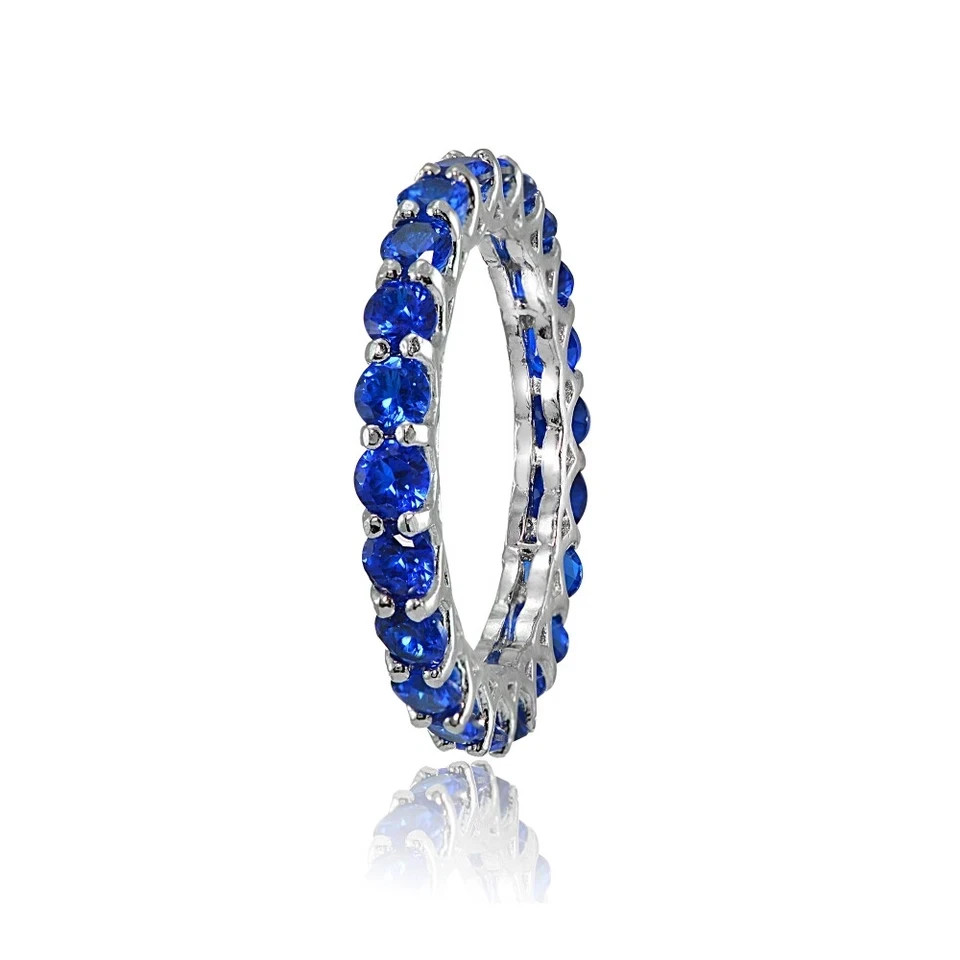 6 MM Flawless Round Cut Tanzanite Ring 925 Sterling Silver Eternity Band Ring