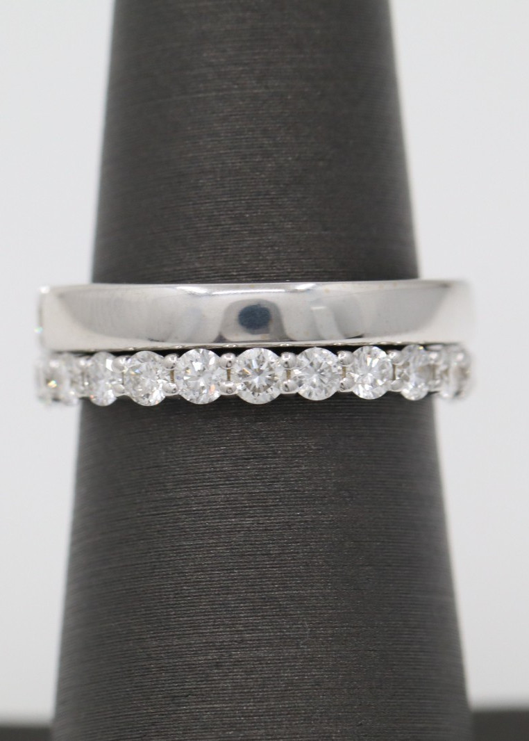 3.02ct VVS1 Lab Grown Diamond Wedding Set 18k White Gold Rings Size 6