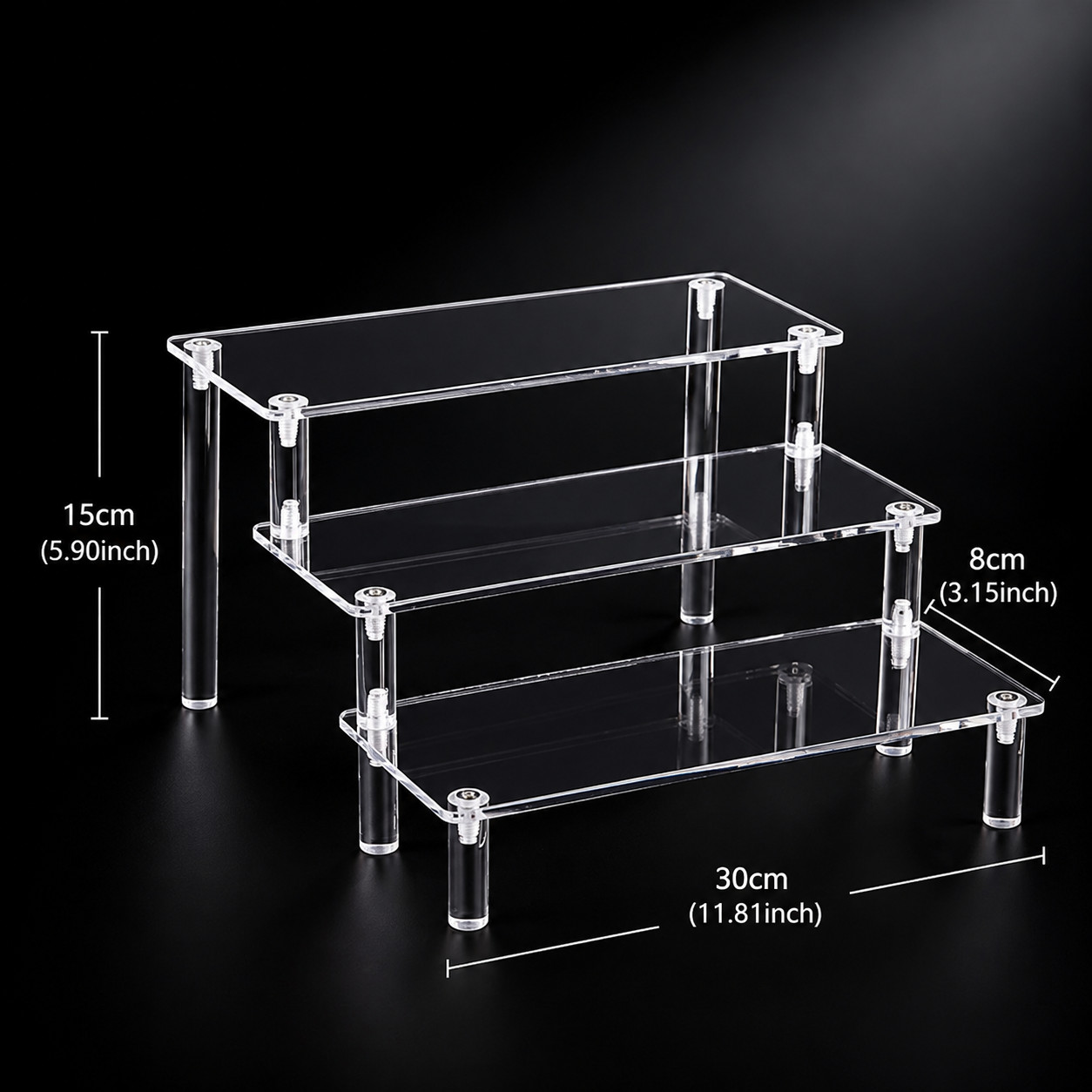 3 Tier Clear Acrylic Display Stand Organizer Shelf Rack Showcase Storage US