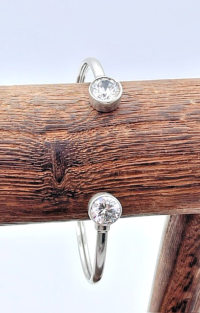 Vintage Silpada Sterling Silver, Punctuation, CZ Cuff Flexible Bracelet, B2400