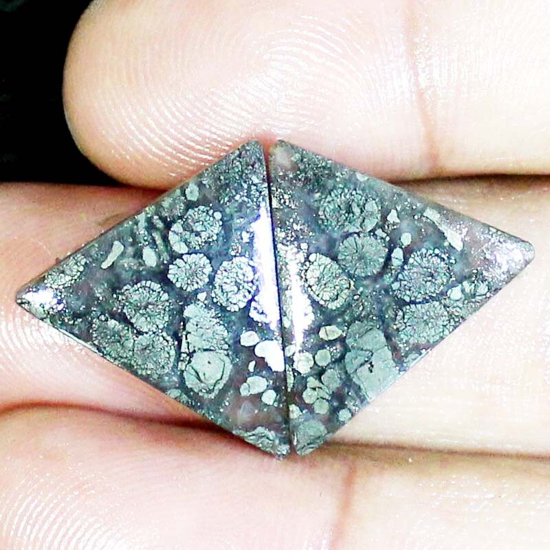 Untreated Indonesian MARCASITE Pair Fancy Cabochon Gemstone 20.50 CTS 20x21x3mm