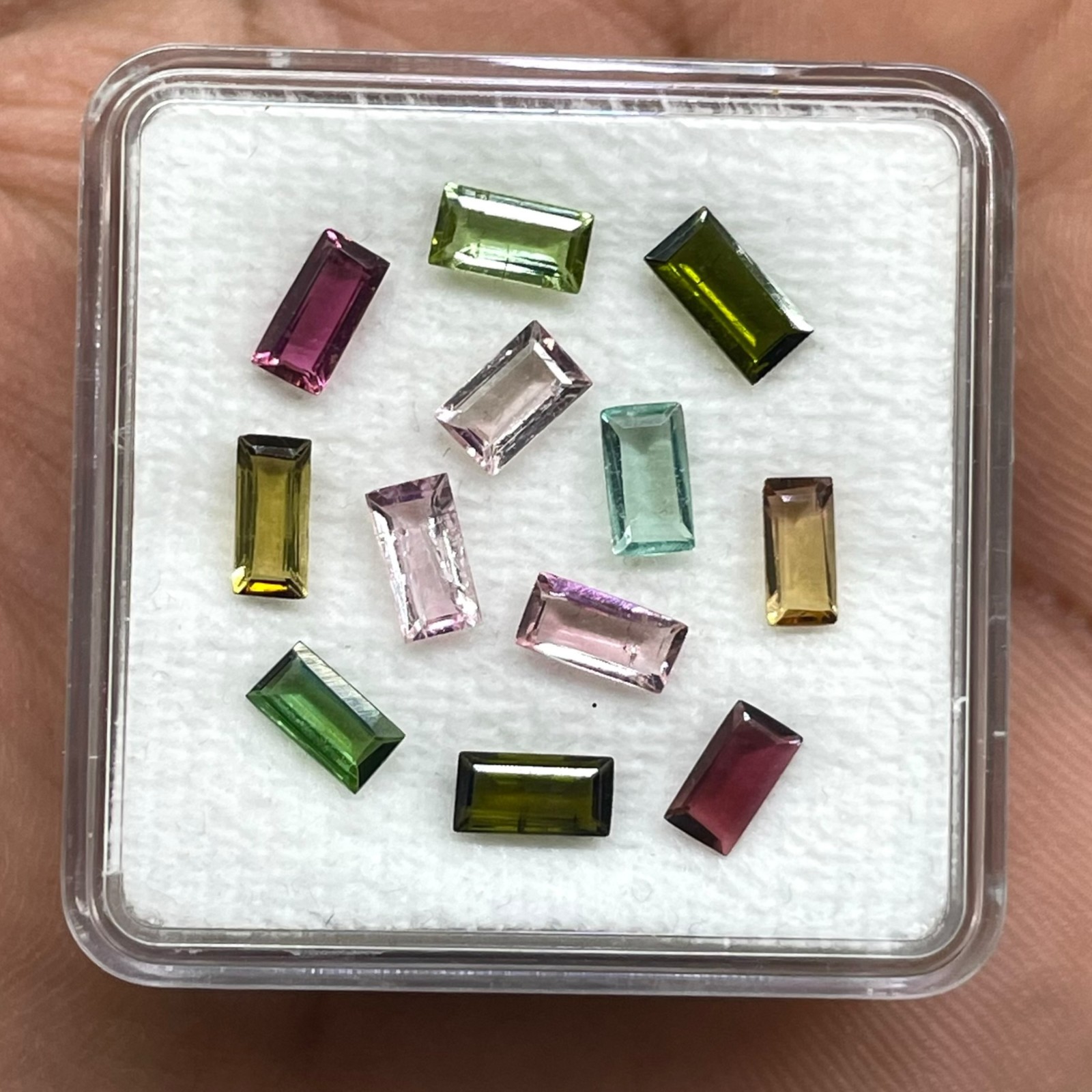 12 Pcs Natural Multi Tourmaline 5.6-6.7mm Baguette Cut Loose Untreated Gemstones