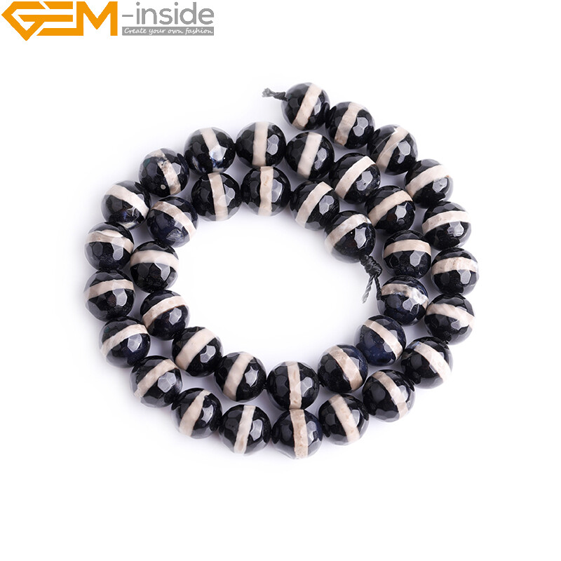 Natural Faceted Multi Color Strip Agate Loose Beads Jewelry Making 15” Strand