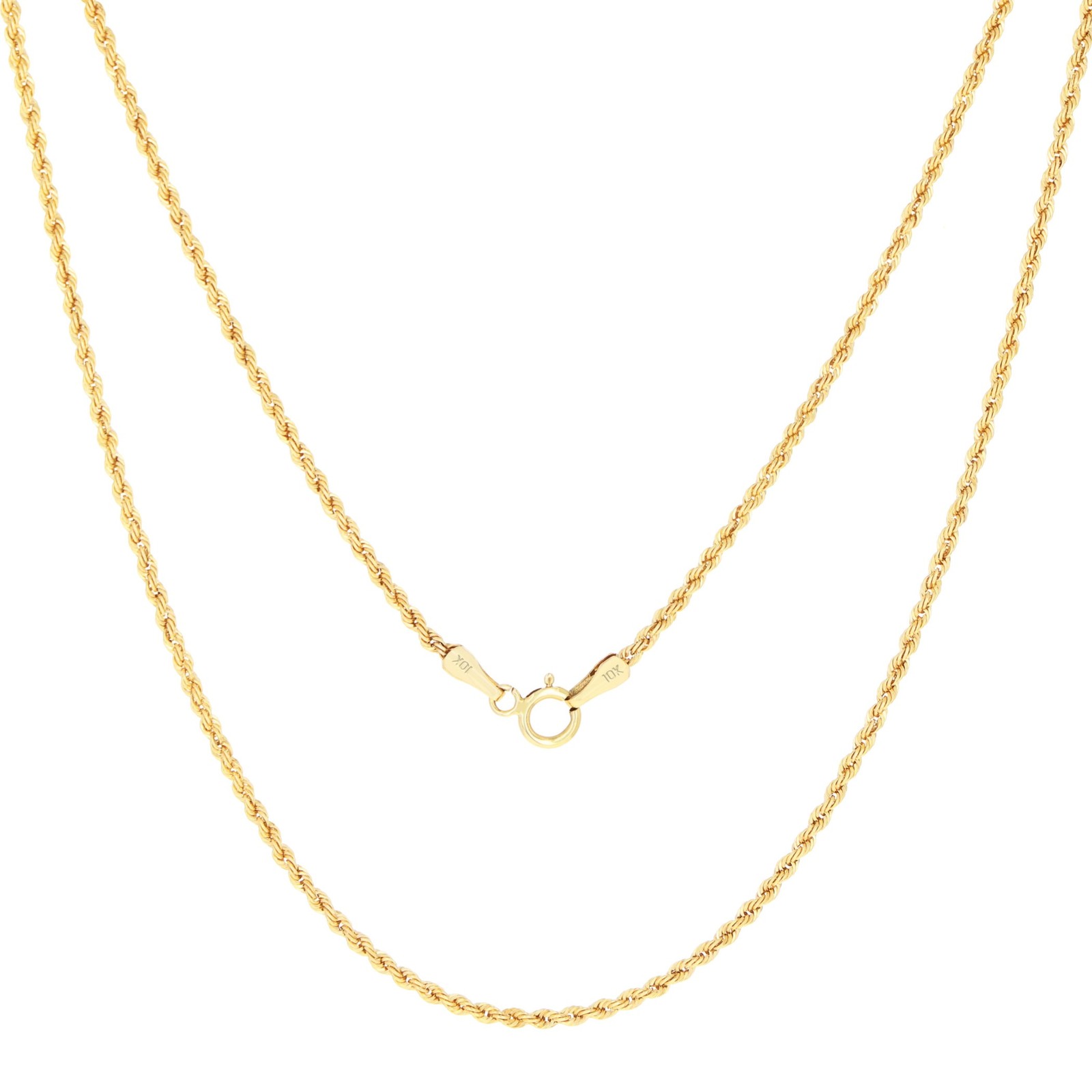 10K Yellow Gold 1.5mm-10mm Diamond Cut Rope Chain Necklace Mens Women 16″- 30″