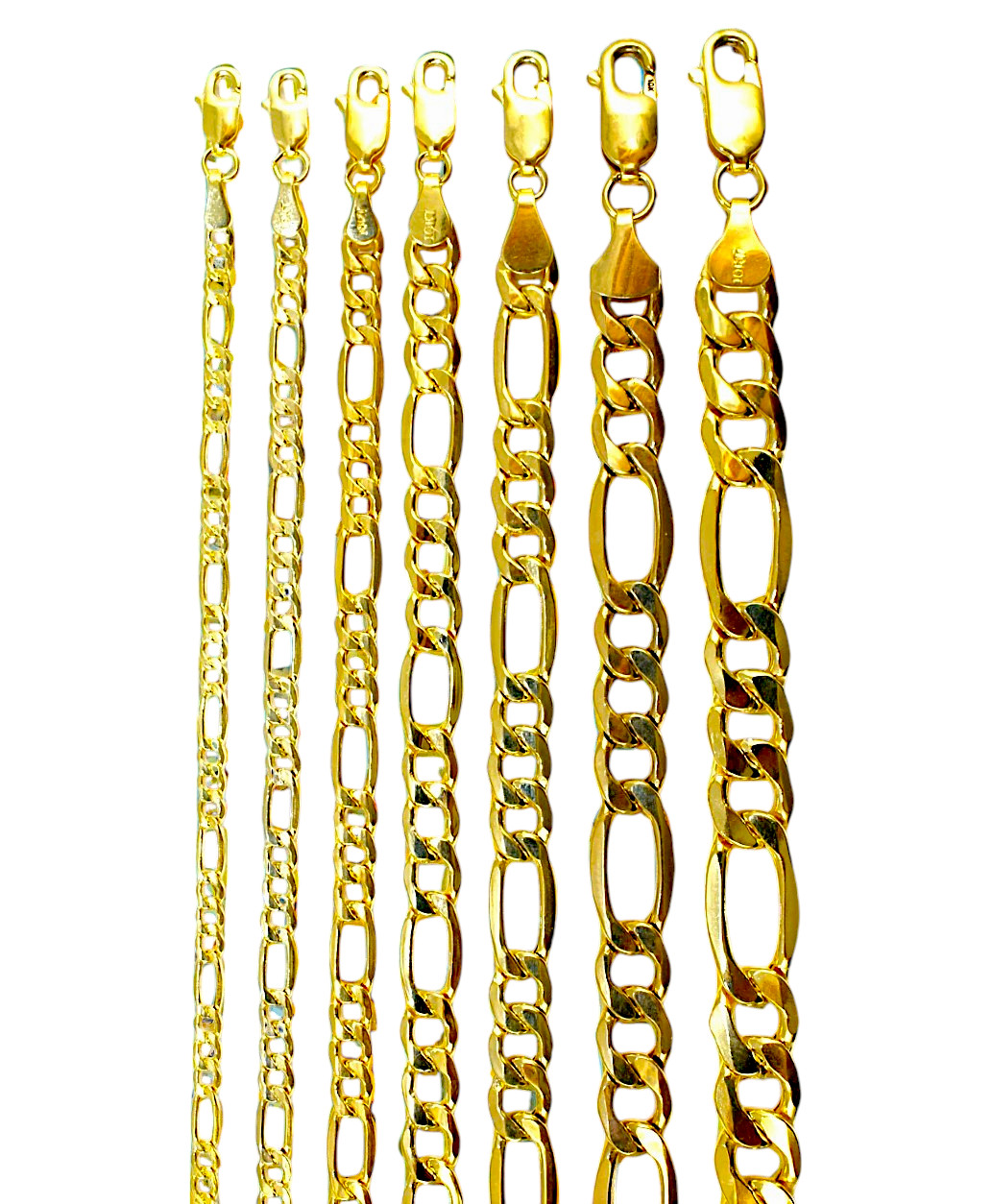 10K Yellow Gold Figaro Necklace Bracelet Chain Italian Real Gold 2mm-8mm 7″-30″