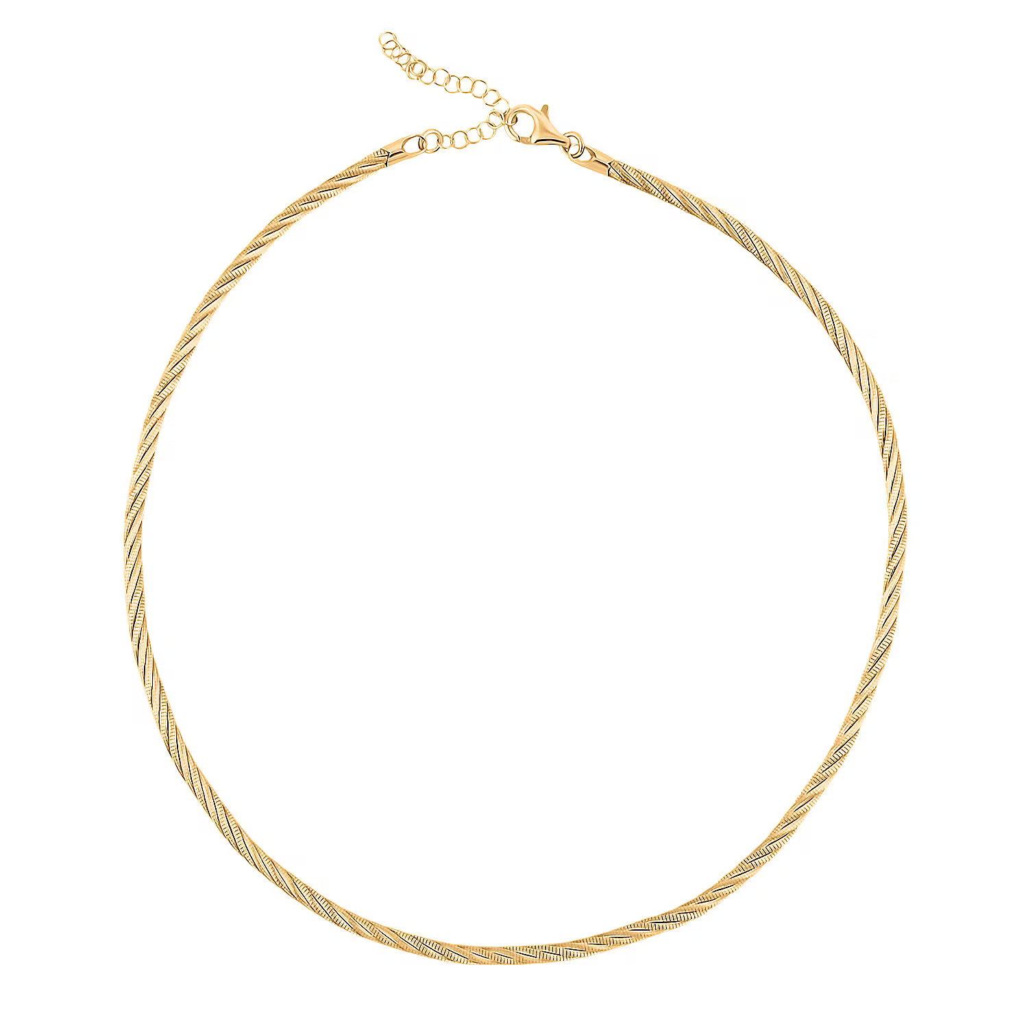 Doorbuster Italian Twisted Omega Chain Necklace in 14K Yellow Gold Plated