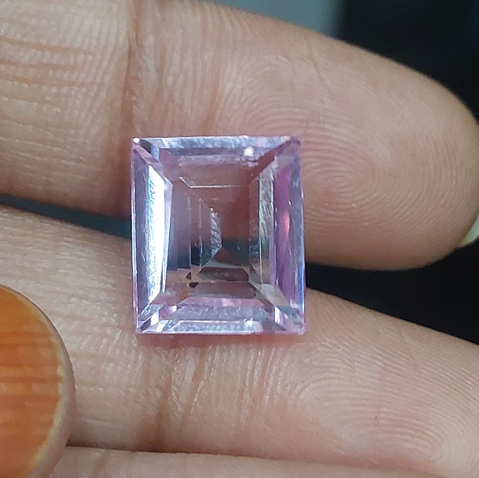 2 Lab Created Pink Morganite 9.85 Ct Emerald Cut Loose Gemstones Pair 10mm