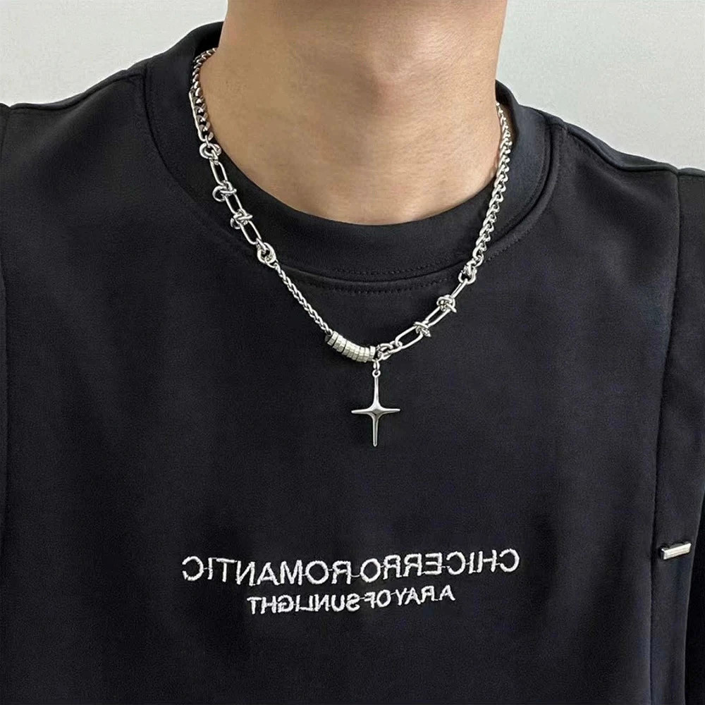 Hip Hop Star Cross Titanium Steel Neck For Man Woman Non Fading Splicing Cuban C