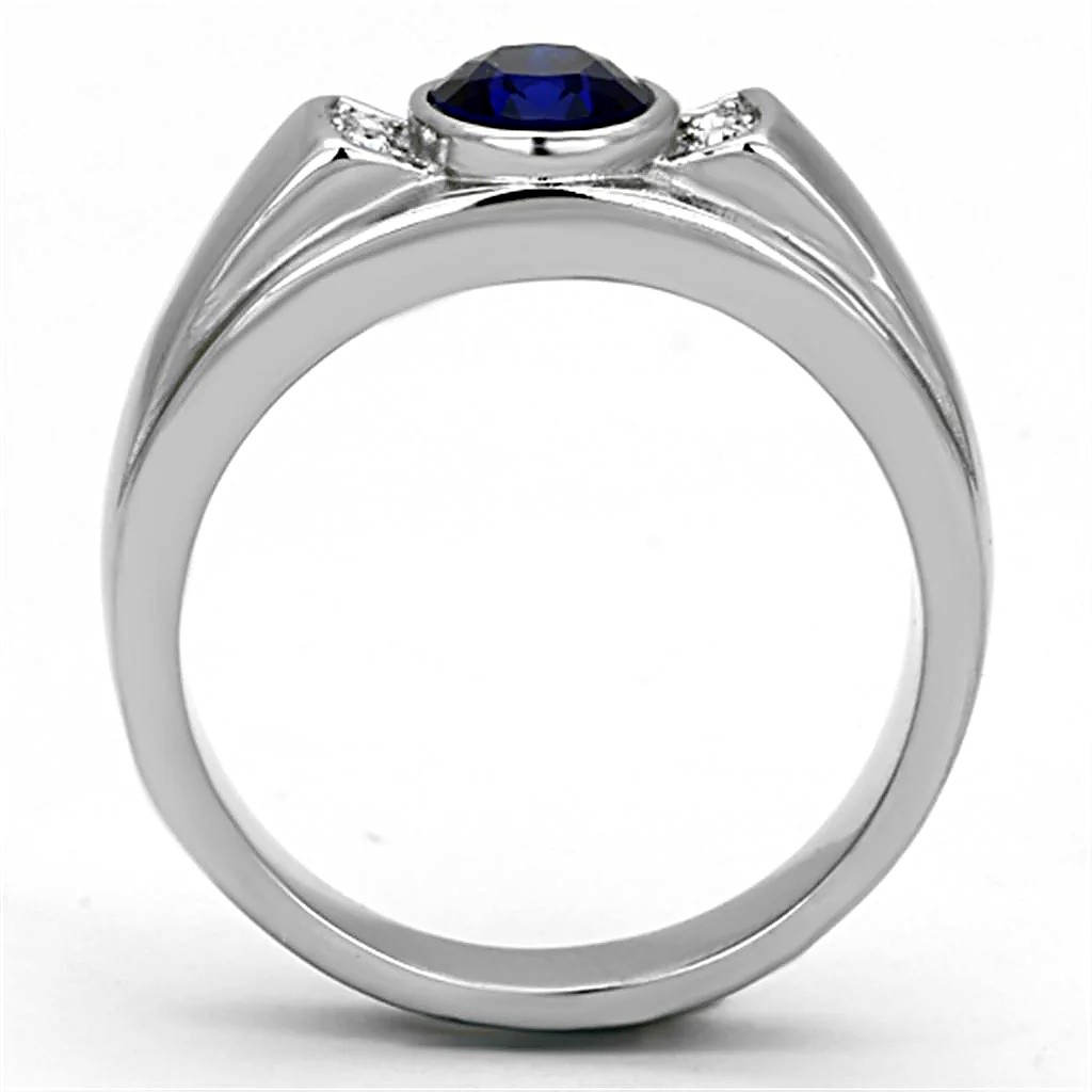 Men’s Ring, Montana Glass, Stainless Steel, Blue stone, Oval ring, Fashion ring