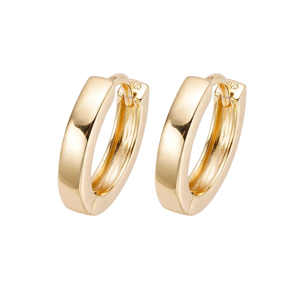 Real 14k Gold Vermeil 925 Silver Hoops Mens Ladies Small Huggie Earrings