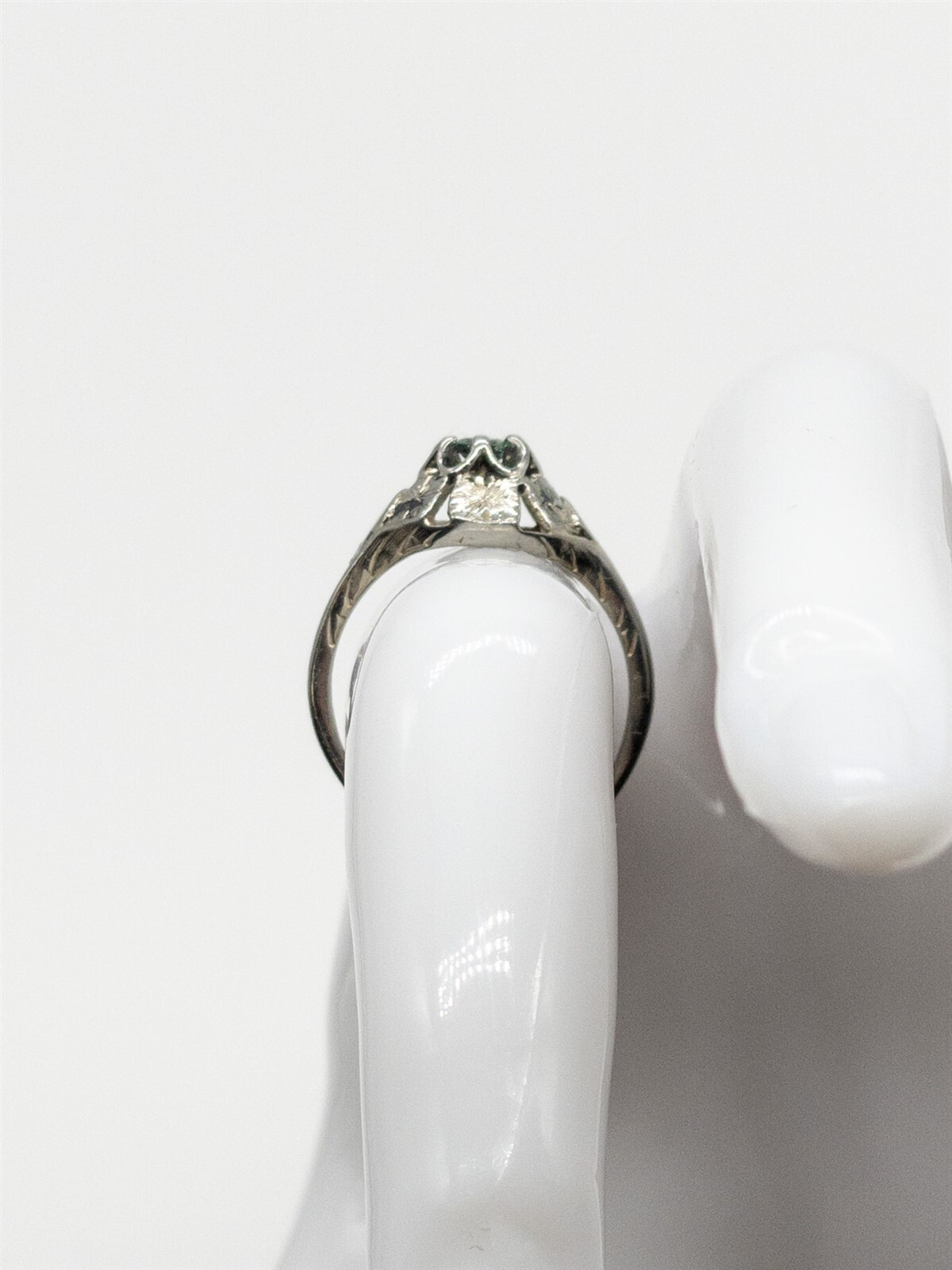 Antique 1920 $2400 .33ct AAA+++ Natural Alexandrite 18k White Gold Filigree Ring