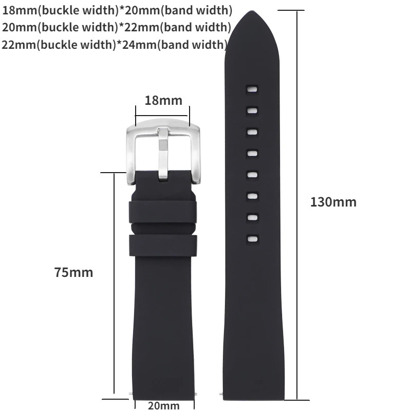 18mm 20mm 22mm Soft Silicone Watch Band Divers Replacement Strap Quick Release