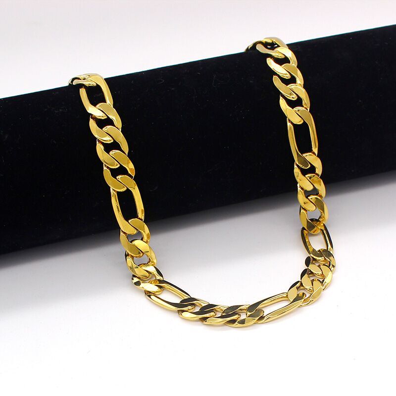 Fine Jewelry 4 mm Fashion 18k Gold Plating Figaro Chain Necklace 20 inch/24 inch