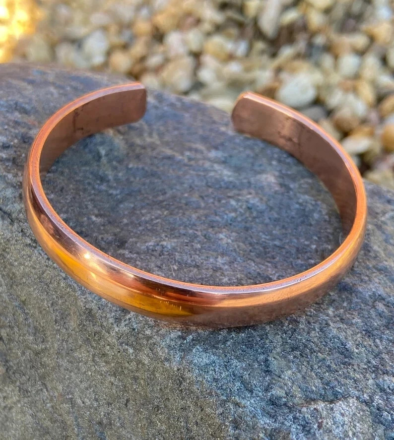 Pure Copper Cuff Bracelet Adjustable Open Bangle Handmade Unisex Jewelry Relief