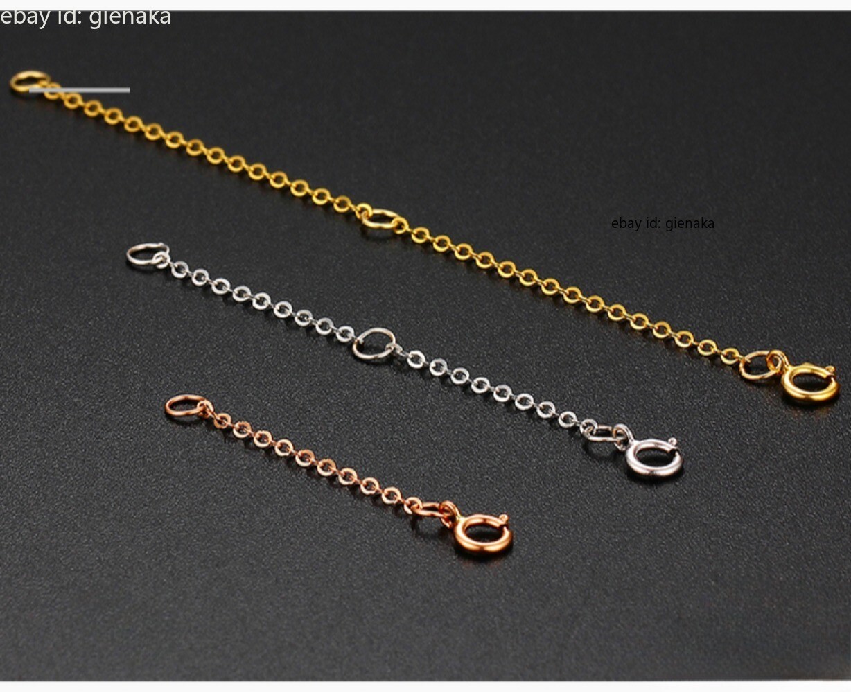 Pure 18K Yellow Gold O Chain Link Extender Bracelet Extension Safety Necklace