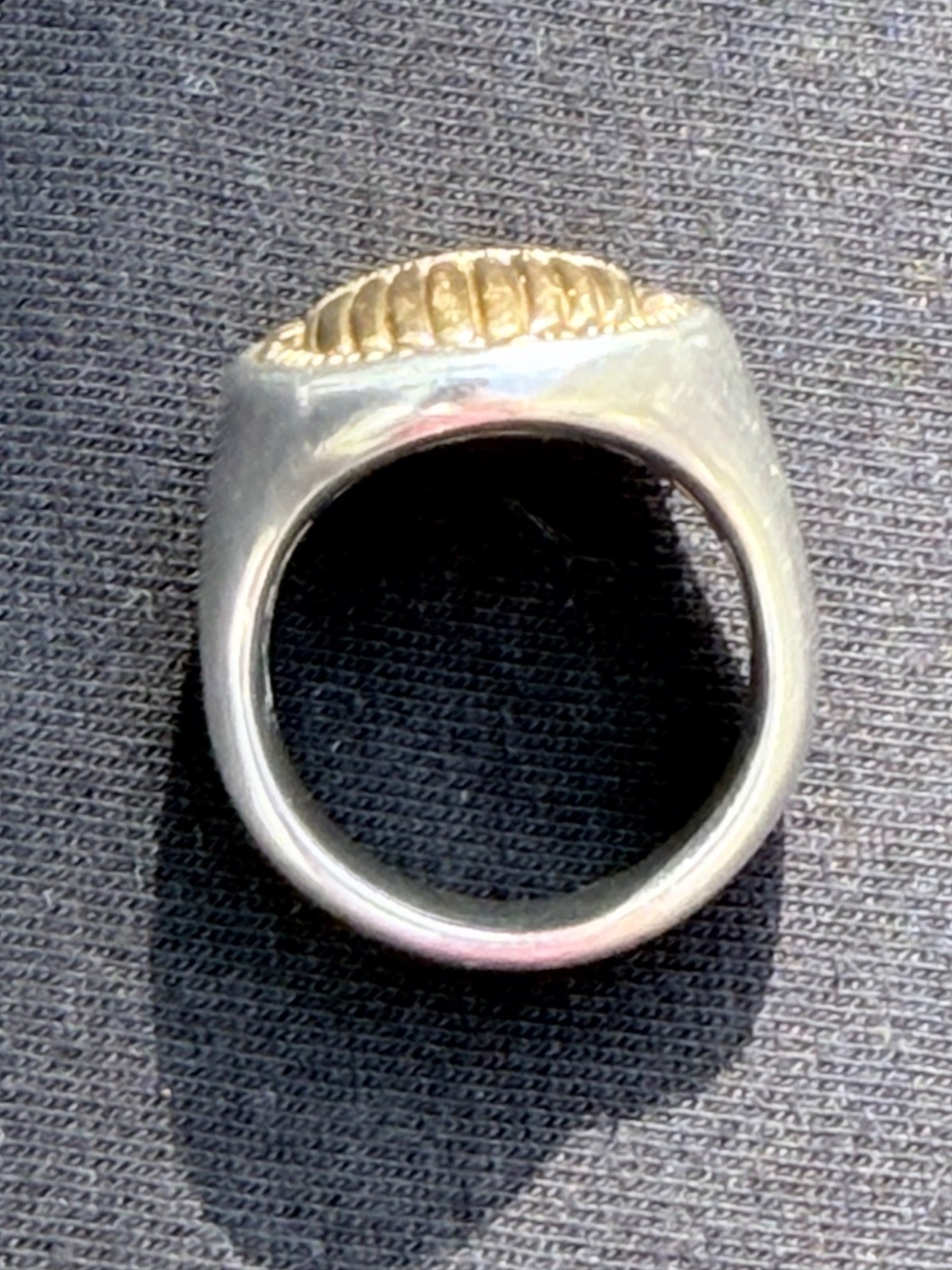 DAVID YURMAN PETRVS® SCARAB SIGNET RING sz 7 Sterling silver with 18-kt gold