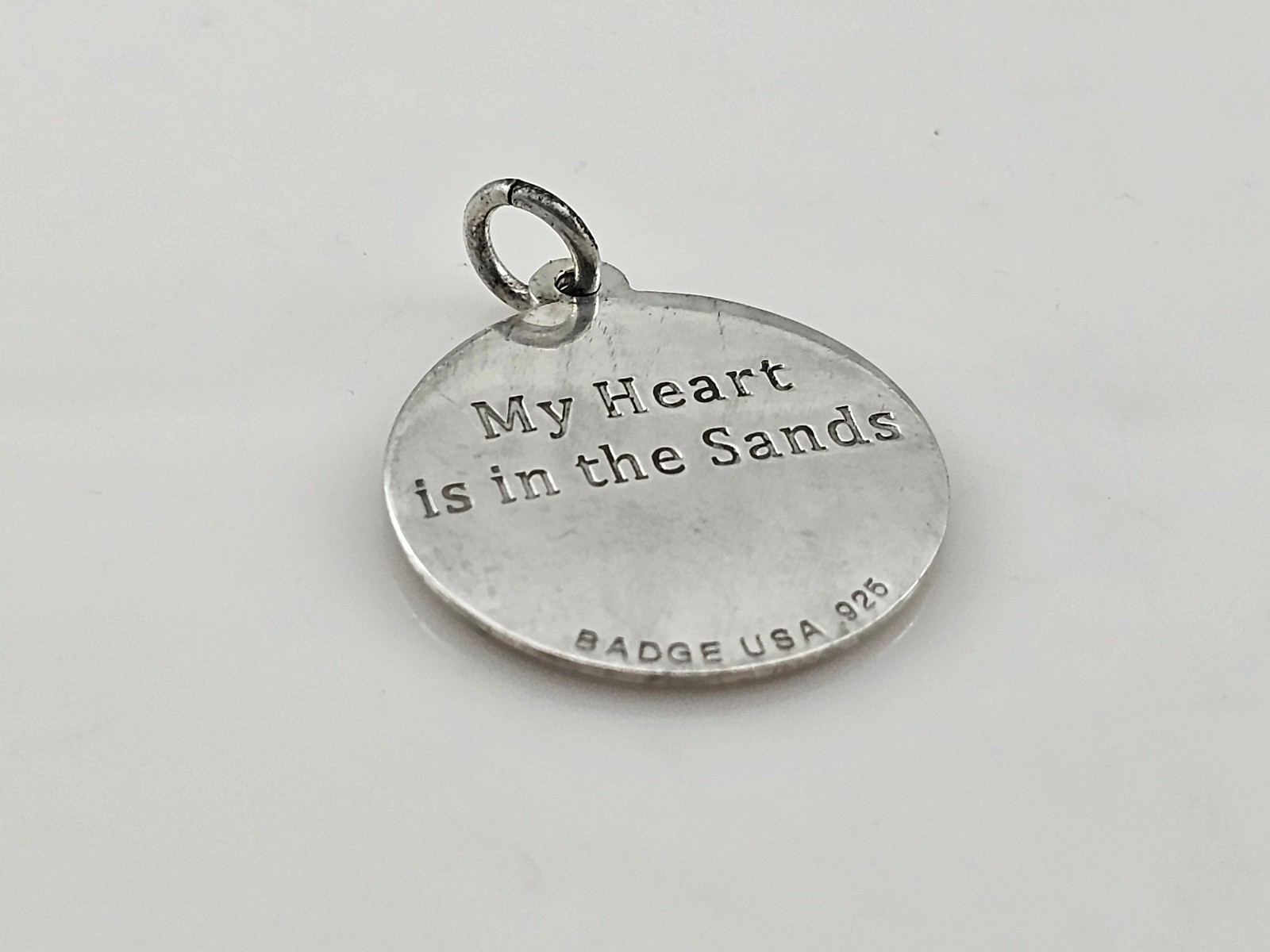 Sand Dollar Light Gold Enamel 925 Sterling Silver Medal Pendant 27mm