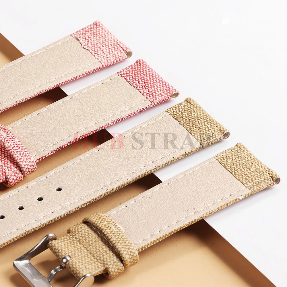 Vintage Denim Pattern Nylon Leather Watch Strap Band 12 14 16 18 20 22mm