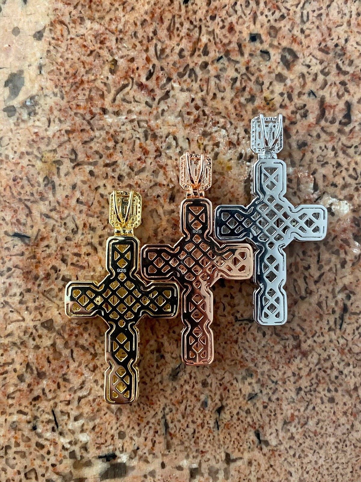 Baguette MOISSANITE Iced Cross Hip Hop Pendant – Pass Tester Silver Gold Plated
