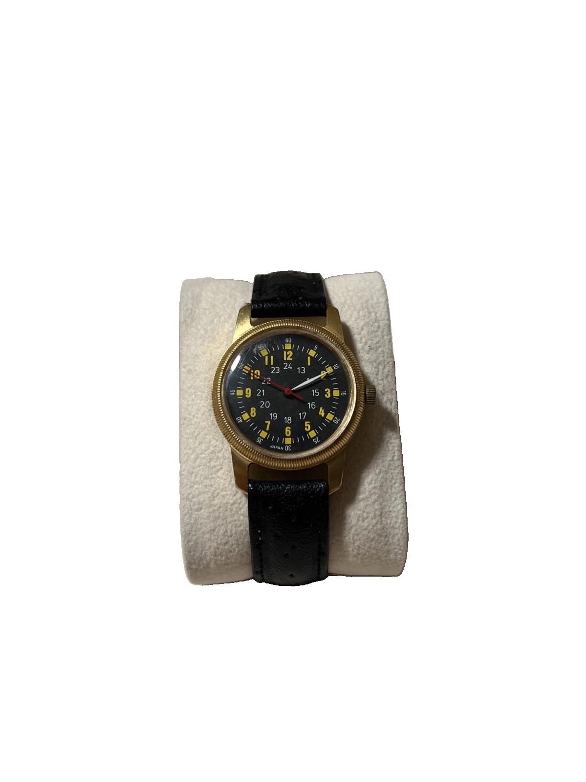 Type A-D Men’s Military Black Whale Leather Band. New Battery. Works Great