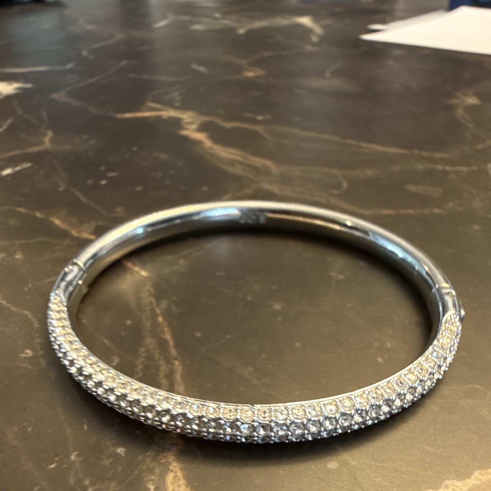 Swarovski Sublima bangle Snow pavé, White, Rhodium plated – Size Small