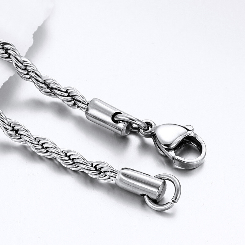 2/2.5/3/4/5/6/7mm 316L Stainless Steel Women Men Rope Chains Necklaces 18-32”