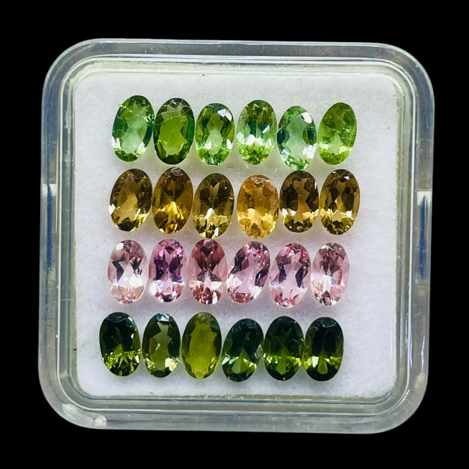 VVS 24 Pcs Natural Multi Tourmaline 5x3mm Oval Cut Loose Untreated Gemstones Lot