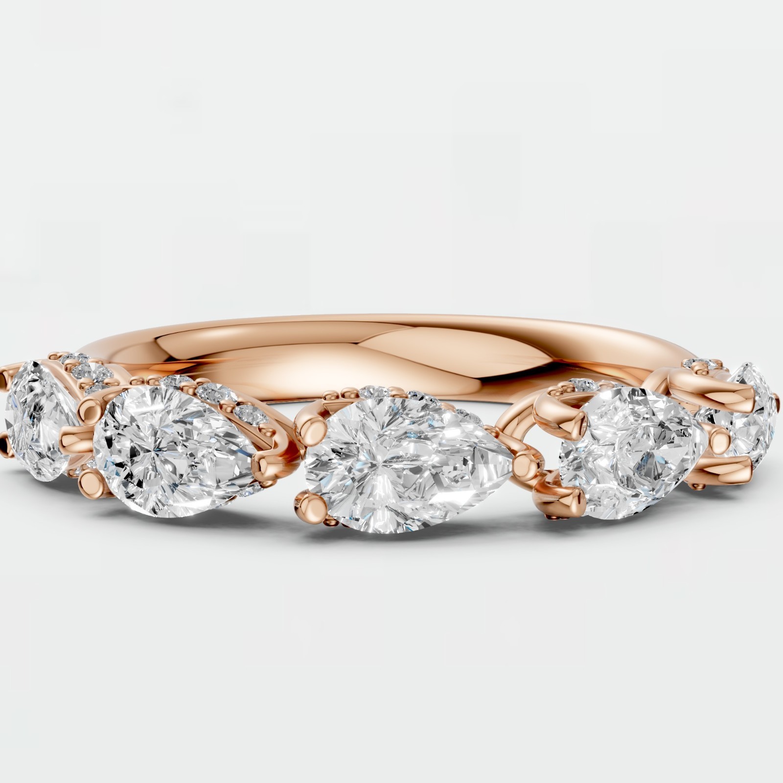 Half Eternity Ring Pear Lab Grown Diamond Stackable Wedding Band