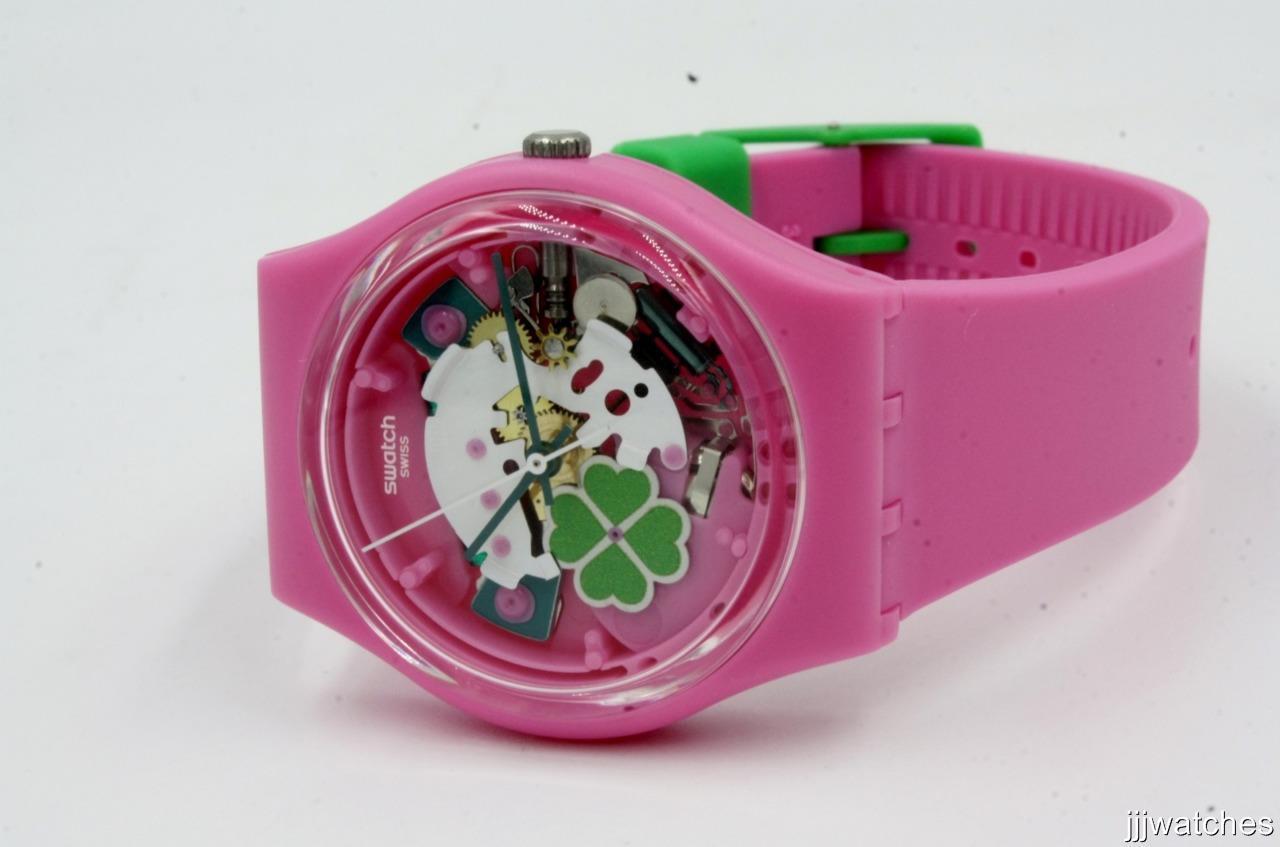 New Swiss Swatch Originals Flowerfull Get Lucky Pink Women Watch 34mm GP147 $80