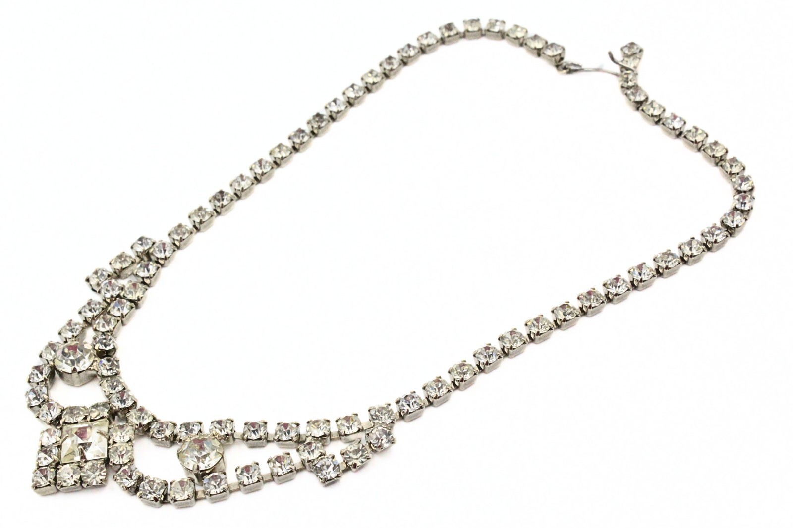 Astounding White Crystal Rhinestone Foil Backed Choker Stunning Necklace