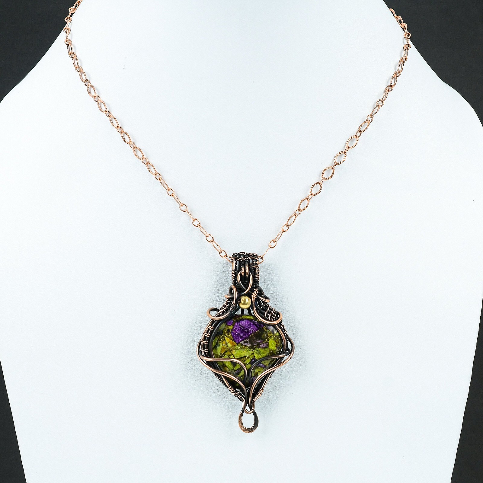 Stichtite Gemstone Jewelry Copper Birthday Gift Wire Wrapped Pendant 2.72″