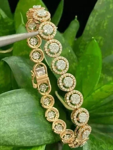 10Ct Round Cut Lab Created Diamond Tennis Women Bracelet 14K Yellow Gold Plated