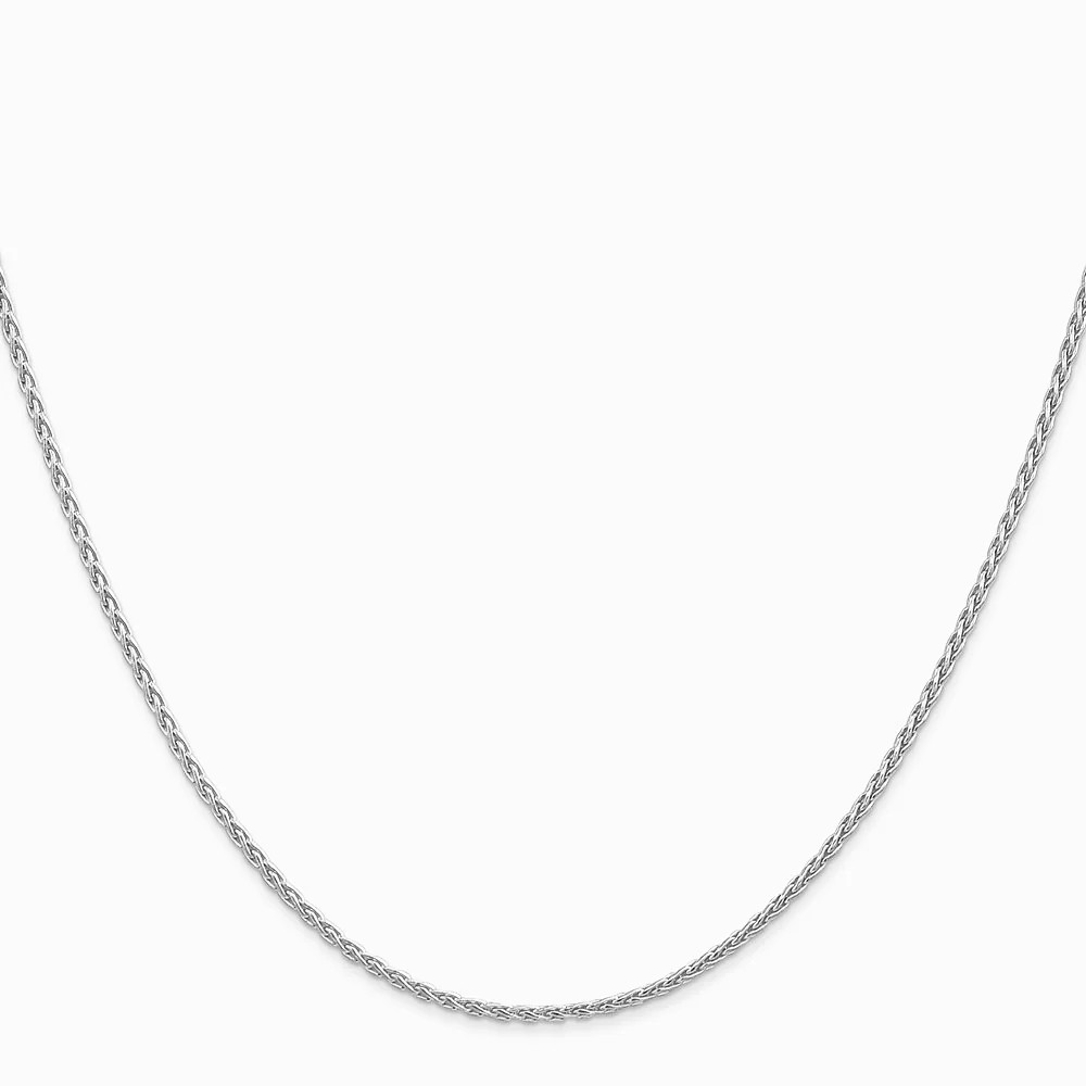 14K White Gold 1.5mm Parisian Wheat Chain Necklace 14″-30″