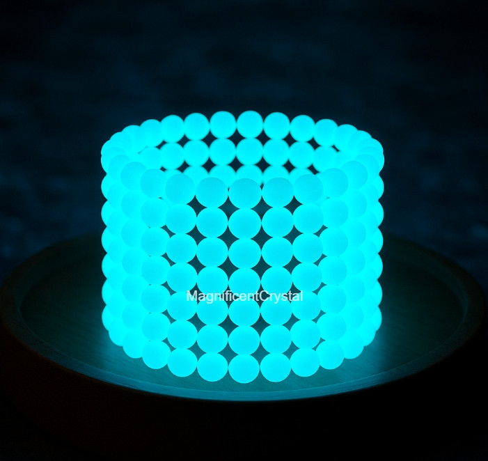 2pcs Luminous Stone Round Bead Bracelet Glow In The Dark Jewelry Party Gift