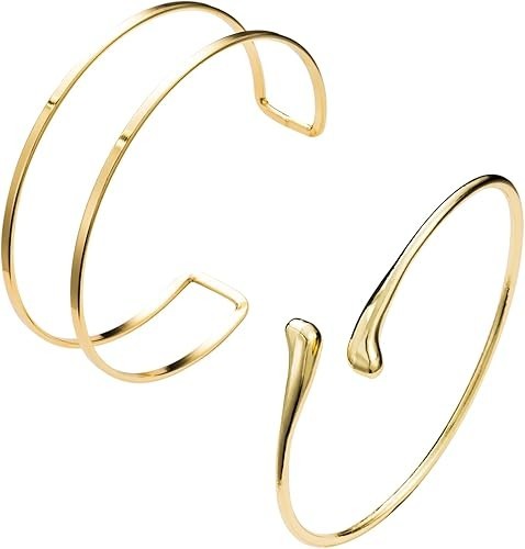 14k Gold Plated Adjustable Gold Arm Cuff Bracelet for Women Arm Jewelry Set