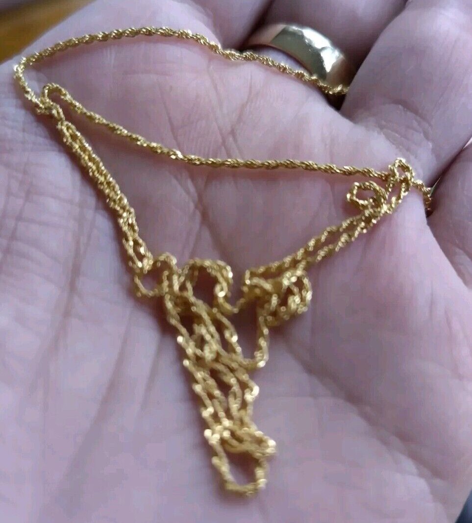 Stamped Au750 Solid 18k yellow Gold Necklace Women Rope Chain 46cm width 1mm