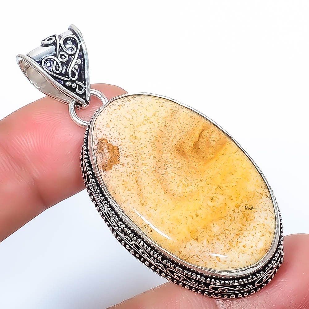 Natural Picture Jasper – Oregon 925 Silver Plated Fine Art Pendant2.34″ P2-622