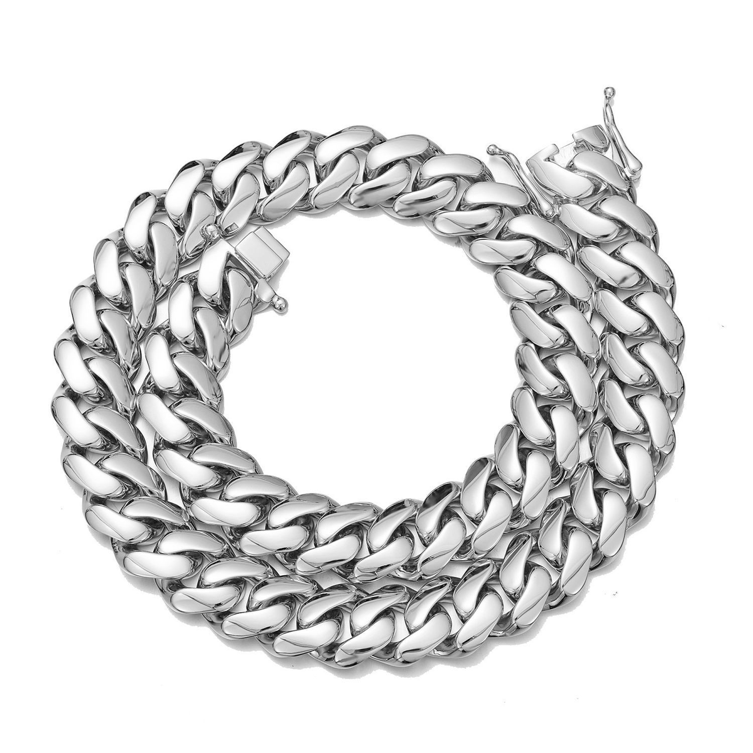 Stainless Steel Miami Hip Hop Cuban Chain Necklace Bracelet 10-22MM