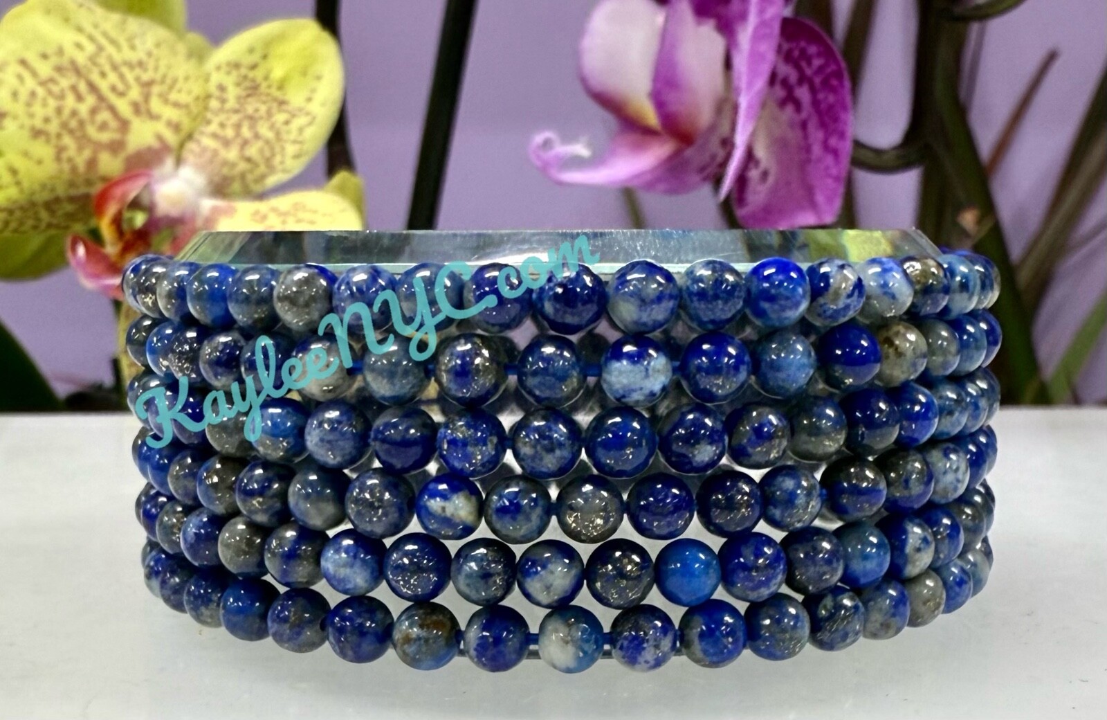 Wholesale Lot 6 Pcs Natural Lapis Lazuli 4mm 7.5” Crystal Stretch Bracelet